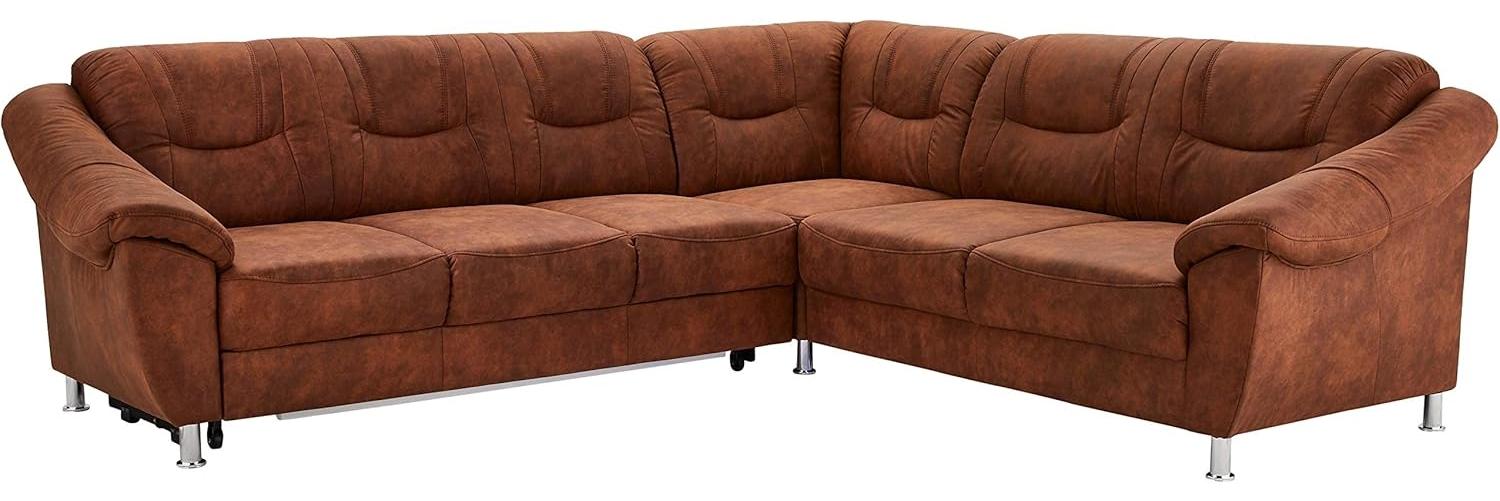 Cavadore Ecksofa Salisa mit Federkern, Polsterecke im klassischen Design, inkl. Bettfunktion, 264 x 86 x 244, mikrofaser braun Bild 1