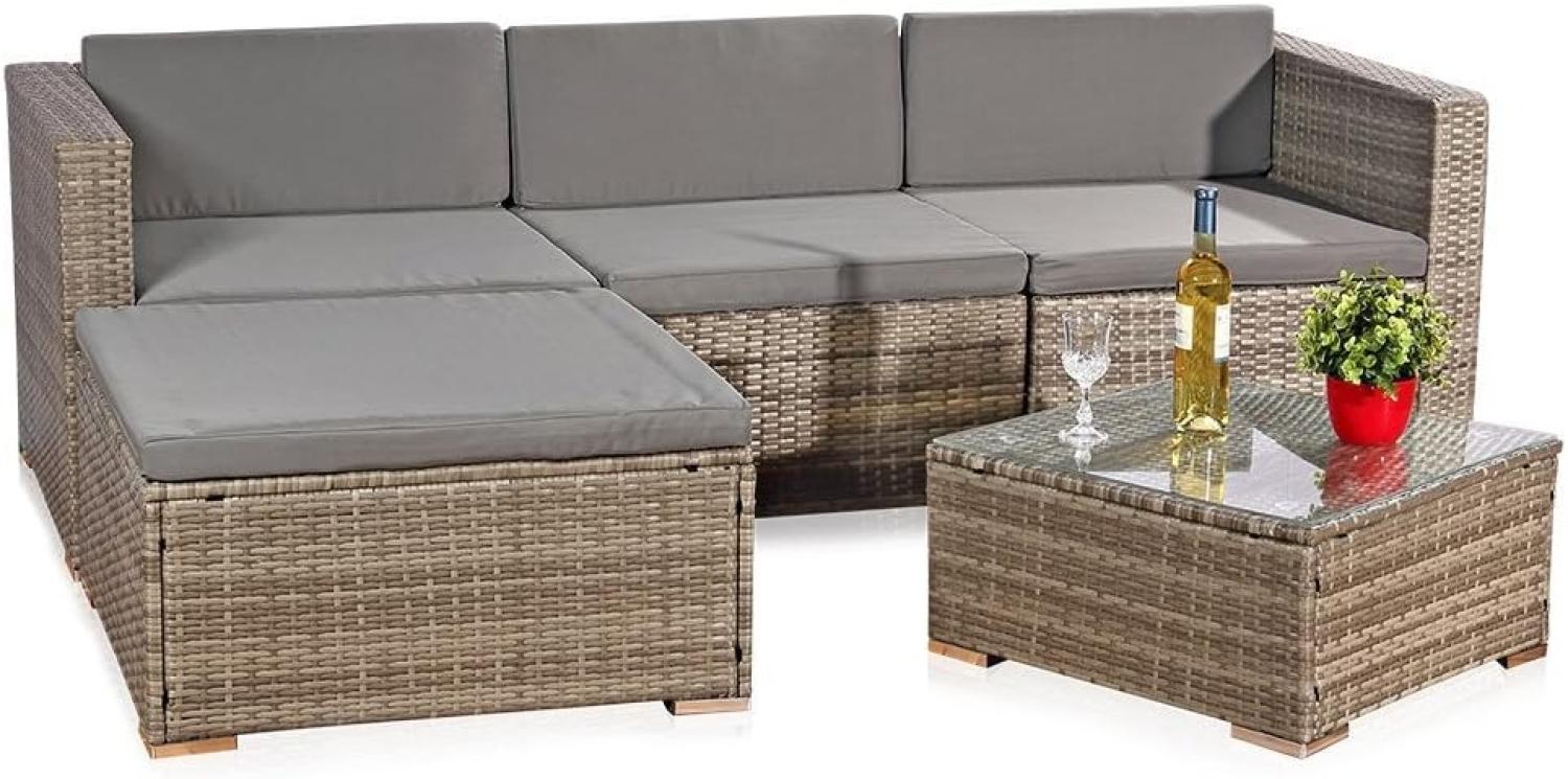 Melko Gartenlounge-Set Gartengarnitur Lounge Polyrattan 5tlg. Sitzgruppe Gartenset, (Set), Schraub-Ausgleich-Standfüße Bild 1