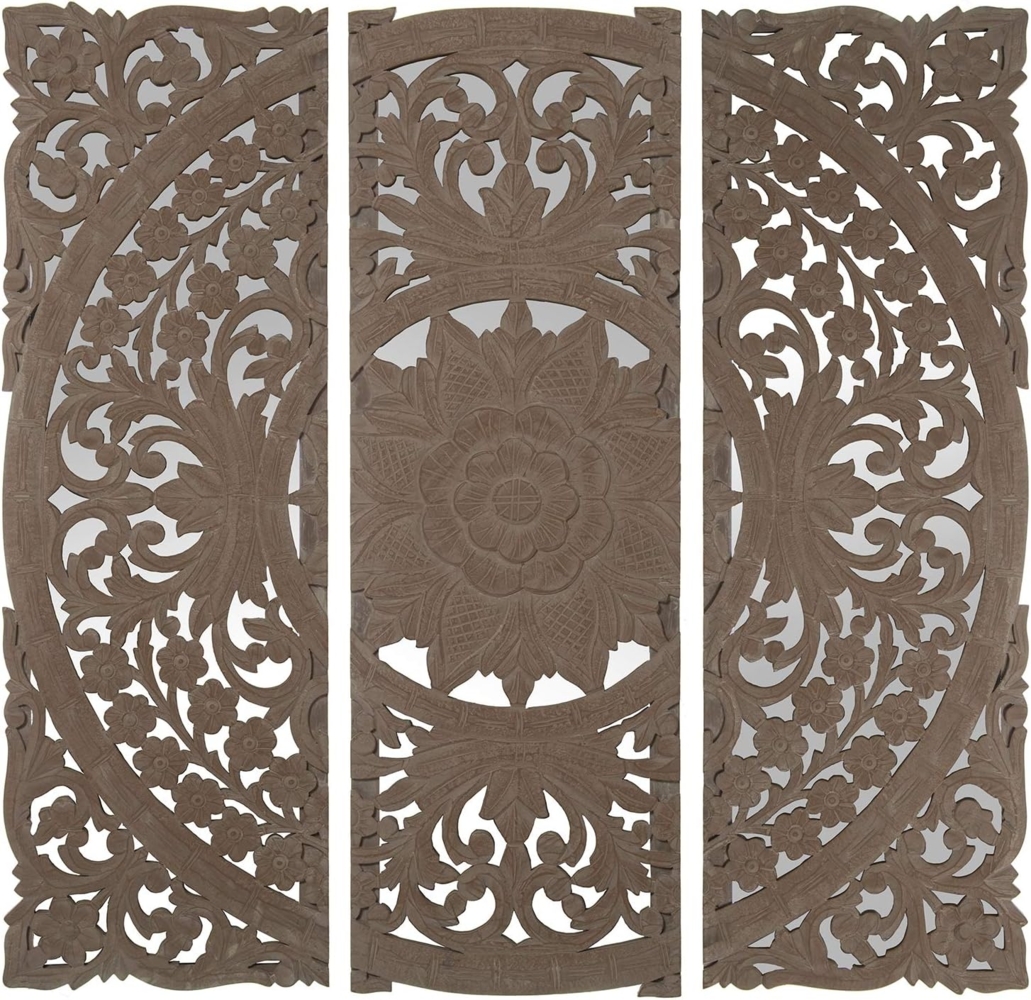 DRW Altarbild mit 3 Teilen durchbrochenem MDF-Holz mit Spiegel in Natur, 120 x 2 x 120 cm, 120 x 2 x 120 cm Bild 1