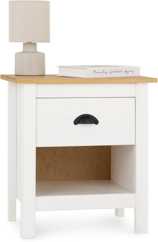 IDIMEX Nachtkommode TILLY, Nachtschrank mit Ablage und Schublade mit Muschelgriff weiß/natur Bild 1