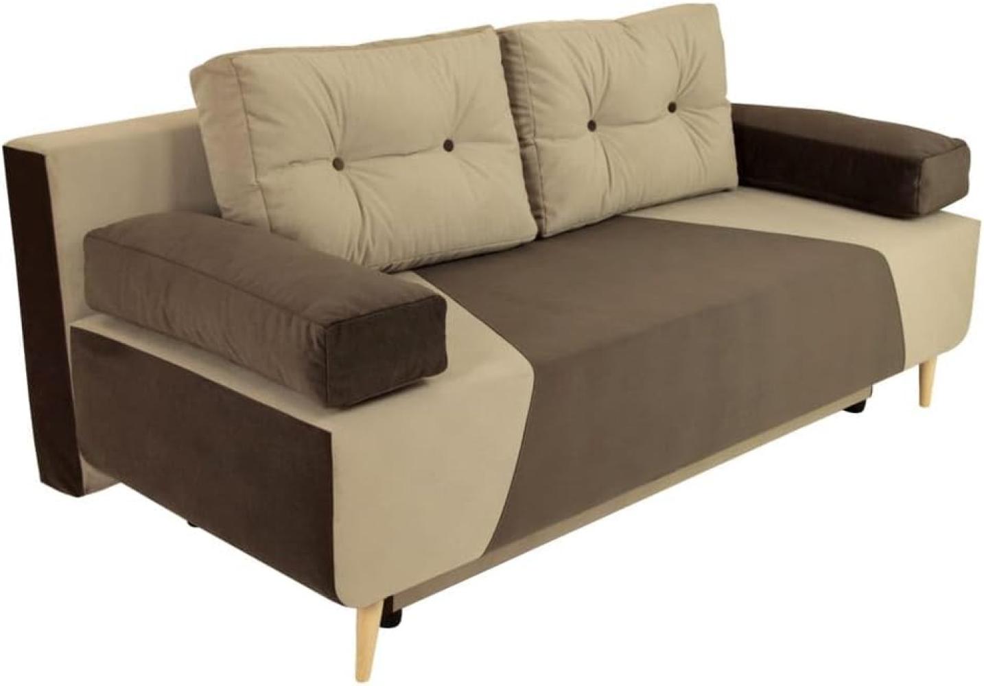 Modernes Sara Sofa mit Schlaffunktion und Bettkasten, Couch mit Bettfunktion (Braun) Bild 1