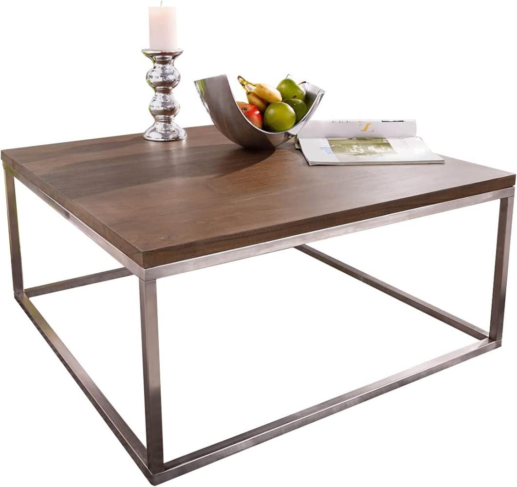 Couchtisch Tatius 80x80 cm Akazie Braun Gestell Edelstahl Bild 1