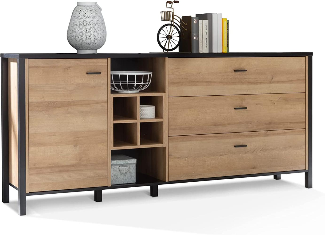 Möbel-Eins HAVANO Sideboard L II, Material Dekorspanplatte, Riviera Eichefarbig/schwarz Bild 1