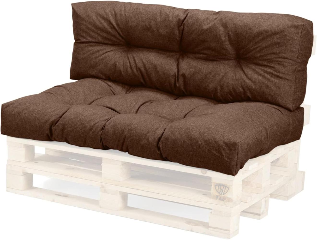 WEELOV Palettenkissen Sitzkissen Palettenauflagen für Garten und Haus, modernes Design, bequem und funktionell, pflegeleicht, praktisch, dick weich 2er Set, LIGHT-BROWN (hellbraun) Bild 1