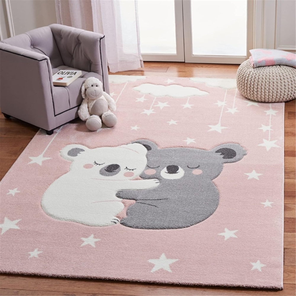 Teppiche Kinderzimmer Babymatte Groß Kinderteppiche Flauschige Schutzmatten Waschbare Matten Kindermatte fürs Babyzimmer Kleinkinderzimmer (Koala umarmen,120 * 160cm) Bild 1