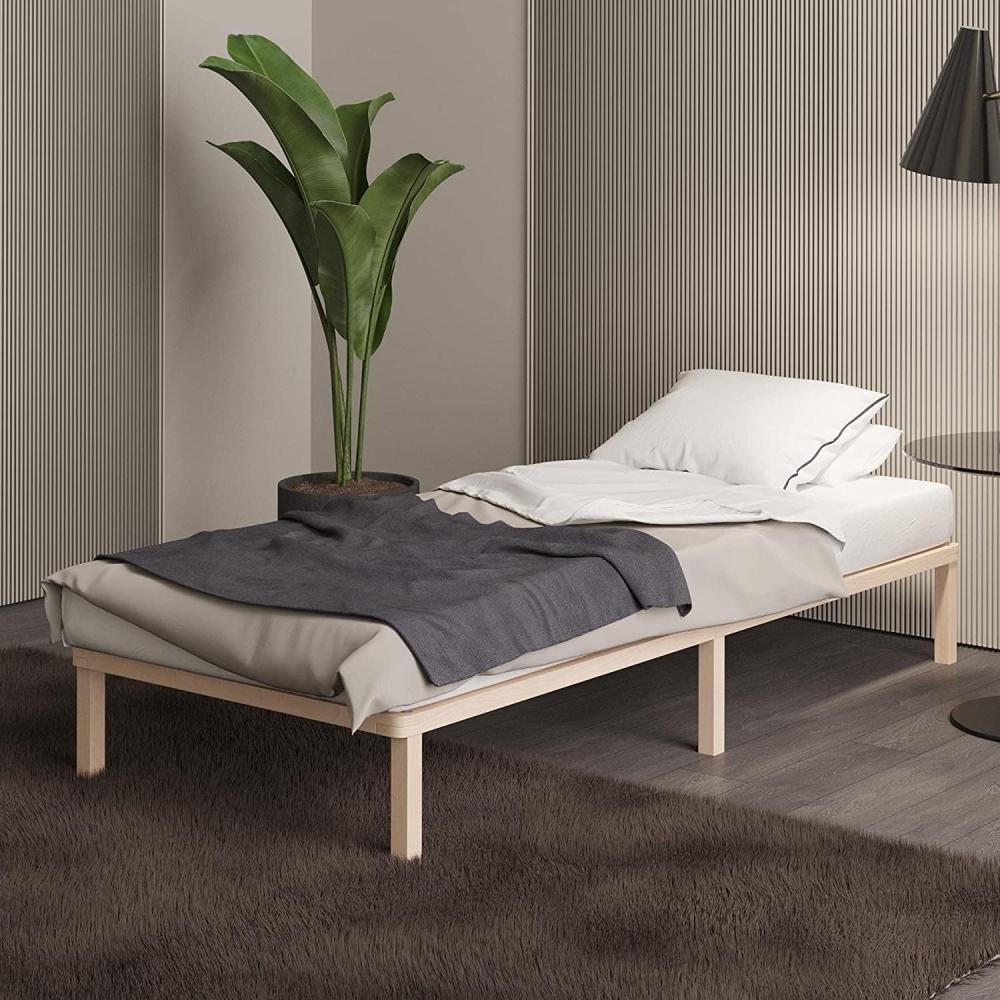 Bettgestell 70x200 cm Lisette mit Lattenrost mit Füßen – Futonbett aus Vollholz mit Rollrost – Bettrahmen 250+ kg belastbar – Stabiles Holzbett "– unbehandeltes FSC®-zertifiziertes Massivholz Bild 1