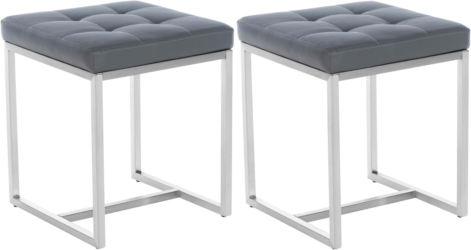 CLP 2er Set Sitzhocker Barci mit Polsterung und Edelstahlgestell,grau Bild 1