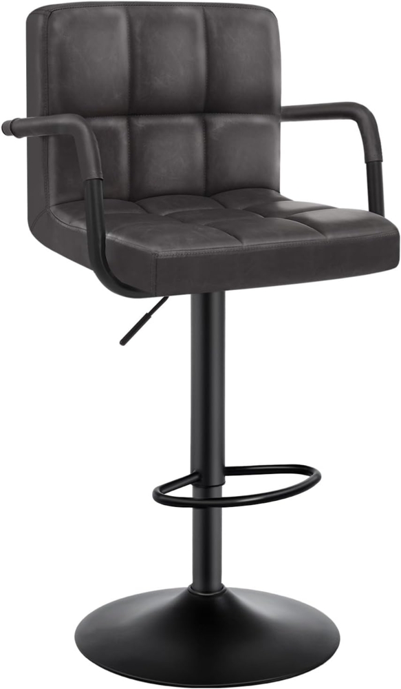WOLTU® Barhocker BH113an-1 1er Set Barstuhl Tresenhocker Bistrohocker Designer Hocker mit Rückenlehne, Kunstleder in Antiklederoptik höhenverstellbar drehbar Stahl Anthrazit Bild 1