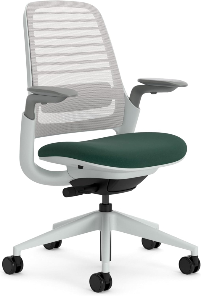 Steelcase Series 1 Ergonomischer Bürostuhl mit LiveBack Lumbalstütze und 4D-Armlehnen Dunkelgrün Bild 1