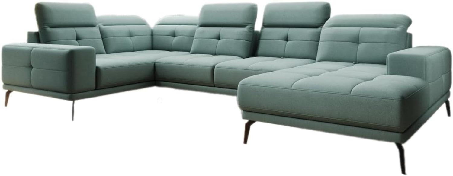 Designer Sofa Nerio mit verstellbarer Kopf- und Rückenlehne Stoff Grün Rechts Bild 1