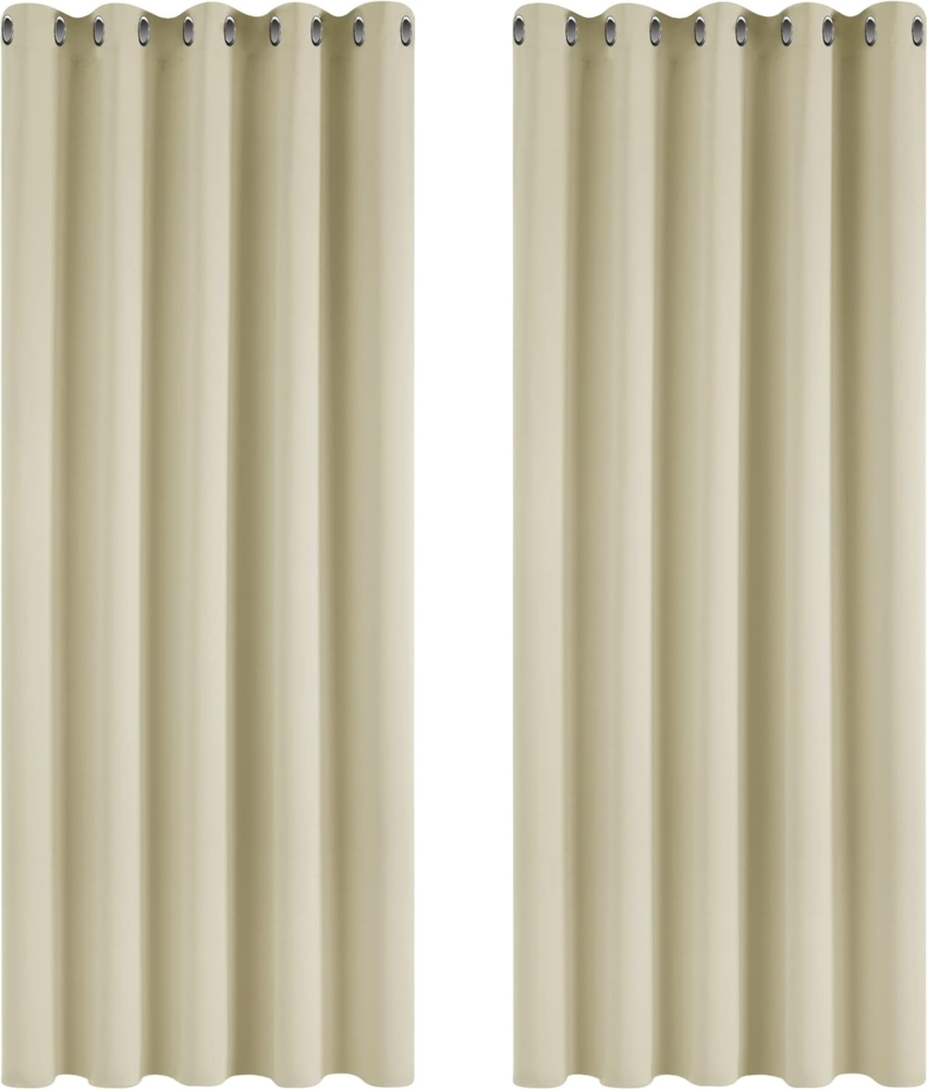 Deconovo Blickdichte Gardinen Kälteschutzvorhang Blickdicht Vorhang Verdunkelung, 183x168 cm(HöhexBreite), Beige, 2er Set Bild 1