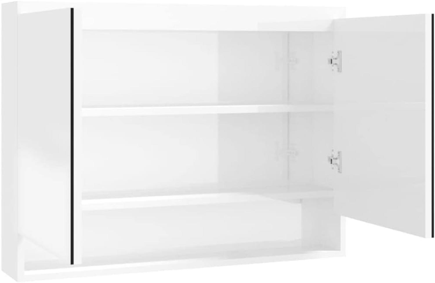 vidaXL Bad-Spiegelschrank 80 x 15 x 60 cm MDF Glänzendes Weiß Bild 1
