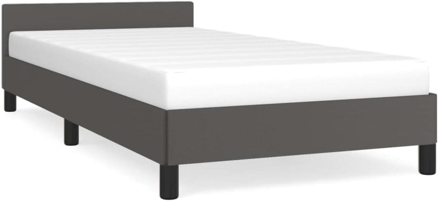 vidaXL Bettgestell mit Kopfteil ohne Matratze Grau 90x200 cm 347481 Bild 1