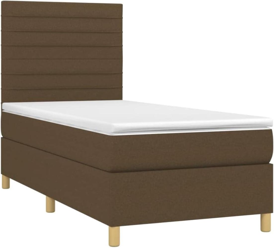 vidaXL Boxspringbett mit Matratze Dunkelbraun 80x200 cm Stoff, Härtegrad: H2 [3142372] Bild 1