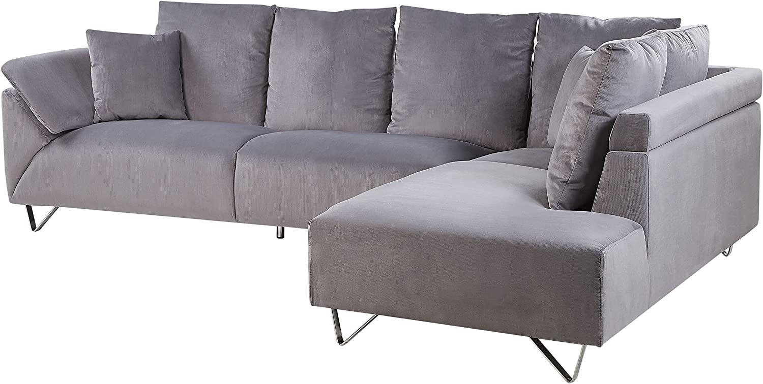 Ecksofa Cord linksseitig grau LUNNER Bild 1