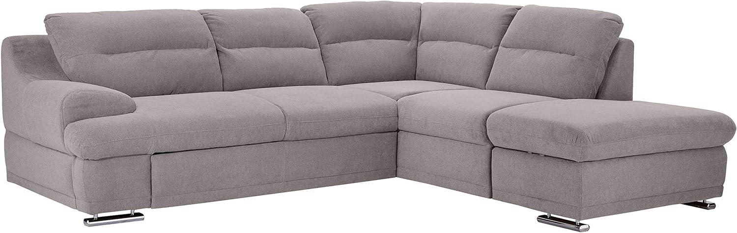 Mivano Ecksofa Coast / Große Sofagarnitur in L-Form mit Ottomane rechts, 264 x 88 x 217, Mikrofaser: hellgrau Bild 1