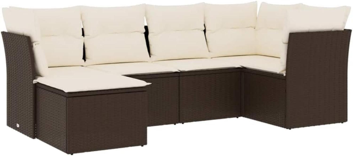 vidaXL 6-tlg. Garten-Sofagarnitur mit Kissen Braun Poly Rattan 3249792 Bild 1