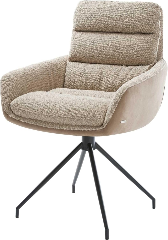 Drehstuhl Abelia-Flex mit Armlehnen Materialmix Schlamm Kreuzgestell konisch Schwarz 180° drehbar Bild 1