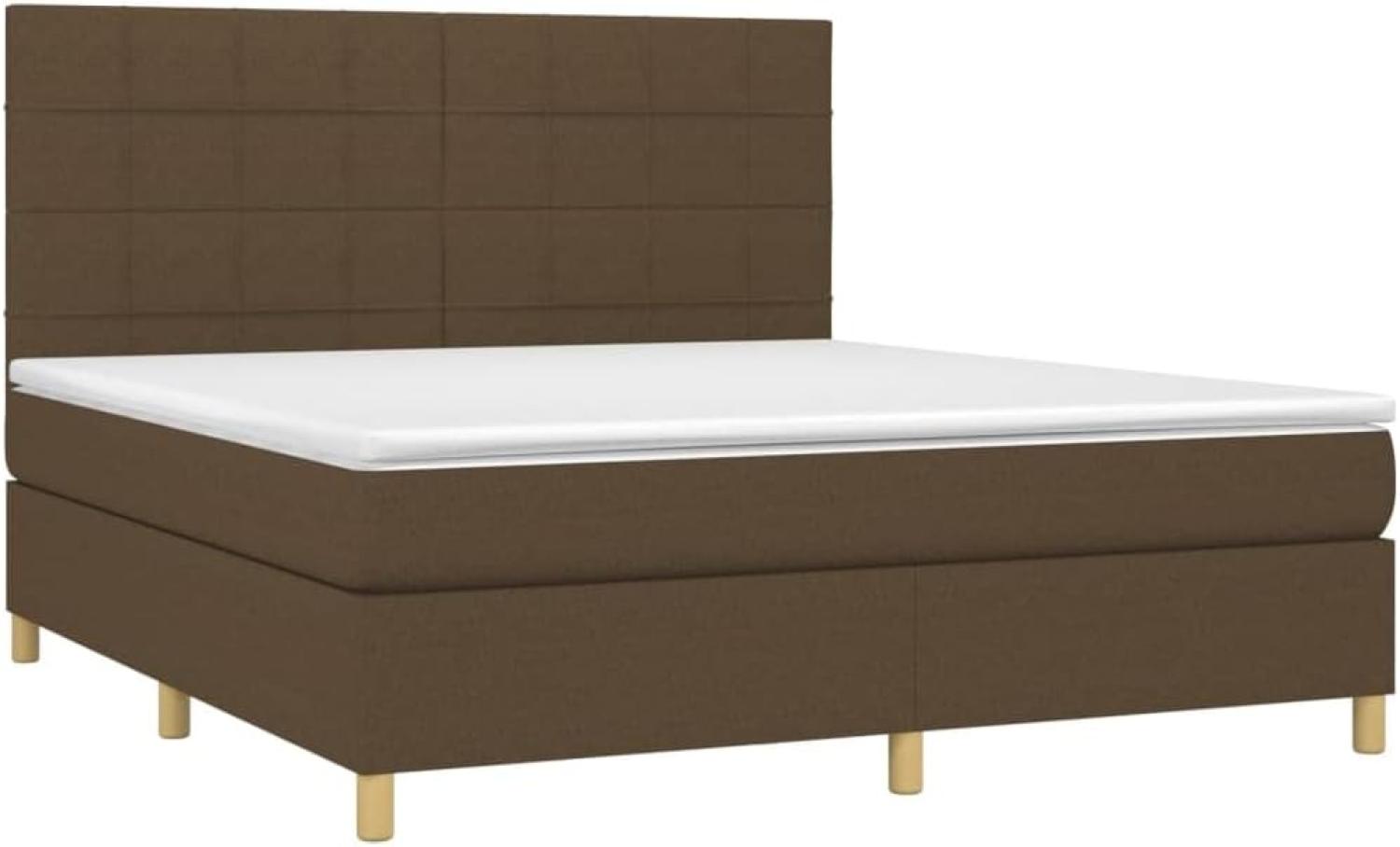 vidaXL Boxspringbett mit Matratze & LED Dunkelbraun 180x200 cm Stoff 3135456 Bild 1