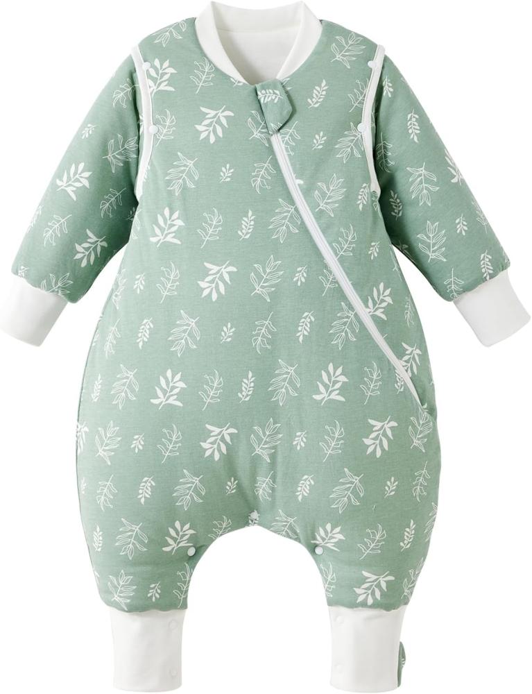 Duomiaomiao Baby Schlafsack mit füßen, Winter mit füßen,100% Baumwolle Schlafsack Baby, Baby Jungen 3.5 tog mit Schlafsack, Cartoon-Laub,Atmungsaktiv (80-90) Bild 1