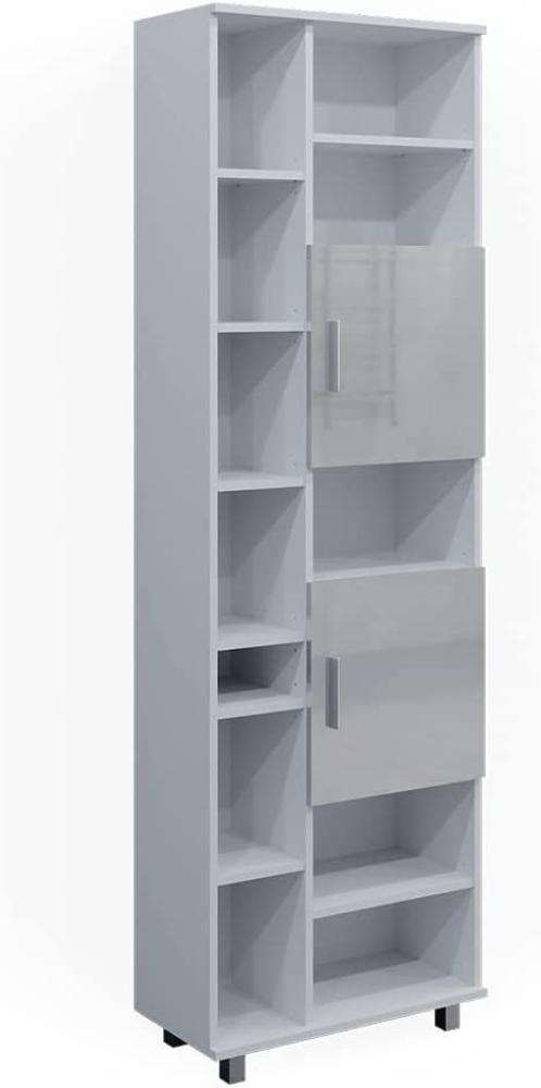 Vicco Hochschrank Badschrank Badezimmermöbel Ilias Weiß Hochglanz modern 60x190cm Badezimmer Schrank Badmöbel Badezimmerkommode Badkommode Schranktür Schrankfach Aufbewahrung Ablage Bild 1