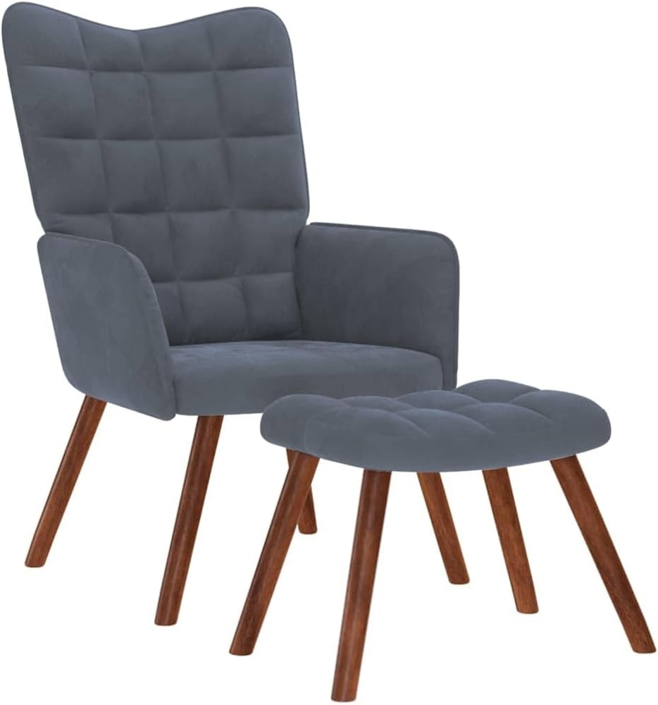 vidaXL Sessel Relaxsessel mit Hocker Dunkelgrau Samt (1-St) Bild 1