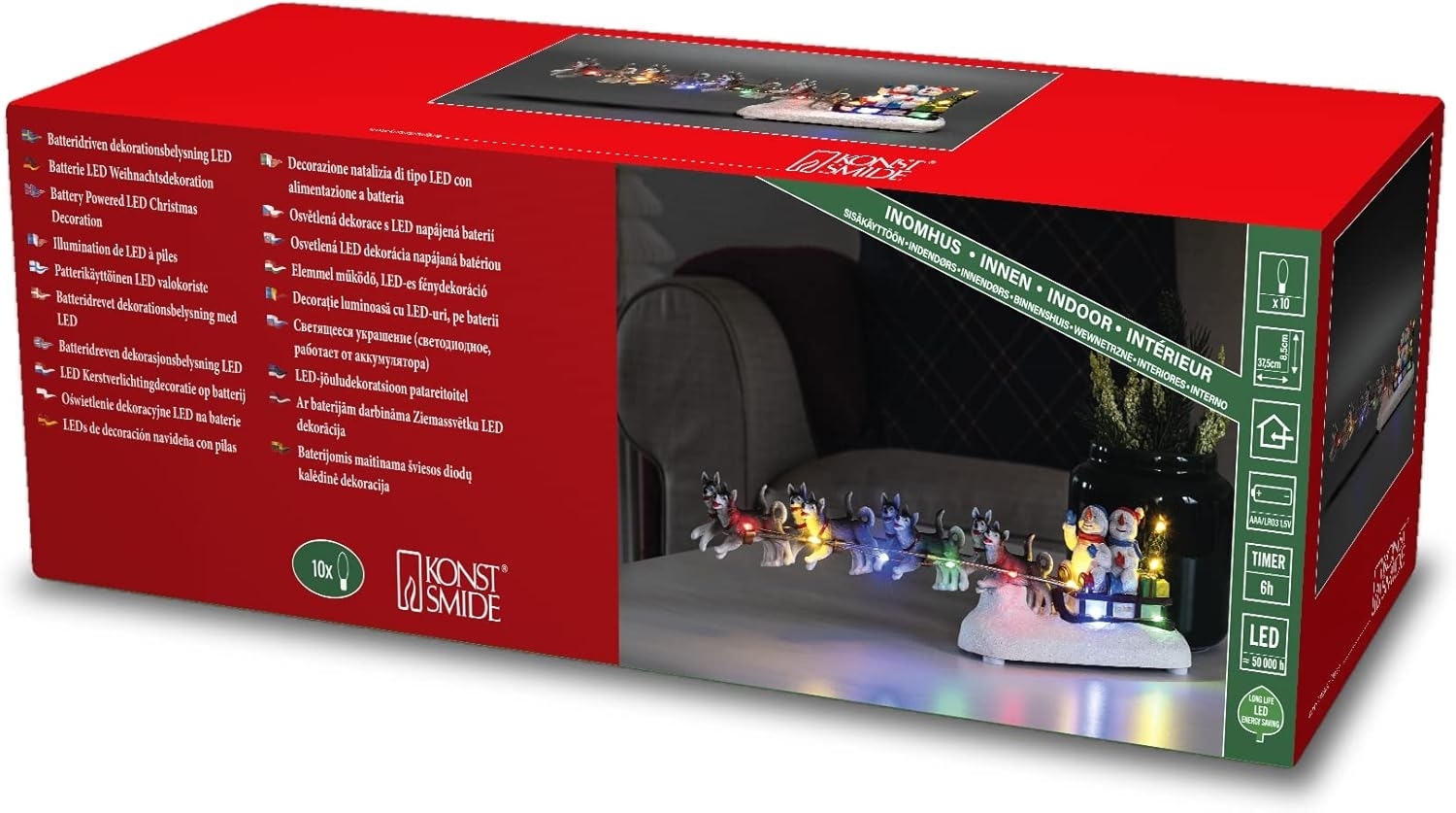 Konstsmide LED Szenerie Schneemann mit Hundeschlitten für Innen Bild 1