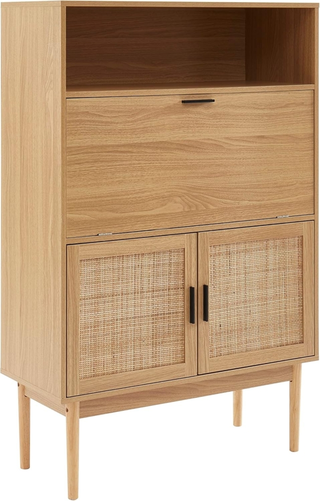 BAÏTA Sekretär Amana Rattangeflecht, Länge 90 cm, Schwarz Bild 1