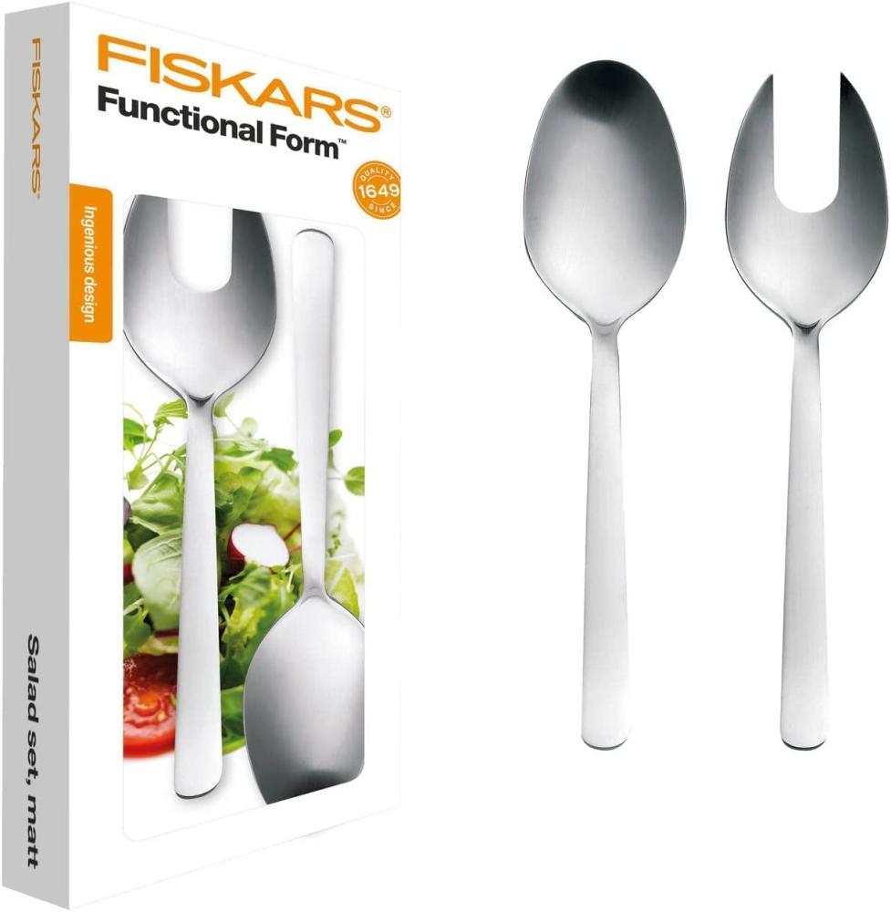 Fiskars Functional Form Salatbesteck, 2-tlg, Salat Besteck, Salatlöffel, Salatgabel, Edelstahl Matt, 30 cm, 1002960 Bild 1