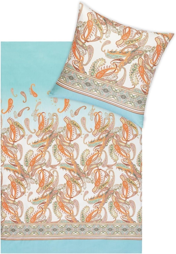 Estella Mako-Interlock-Jersey Bettwäsche Atelier Siena 155x200 + 1 x Kissen 80 x 80 Paisley azur Bild 1