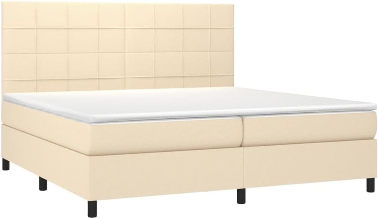 vidaXL Boxspringbett mit Matratze Creme 200x200 cm Stoff, Härtegrad: H2 [3141806] Bild 1