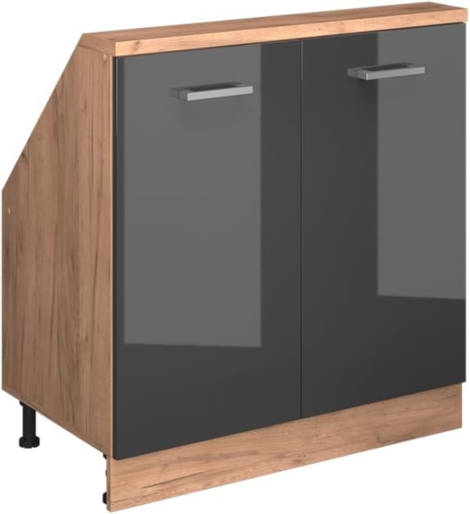 Dachschrägenschrank Rion Anthrazit Hochglanz/Goldkraft Eiche mit 2 Türen Vicco Bild 1