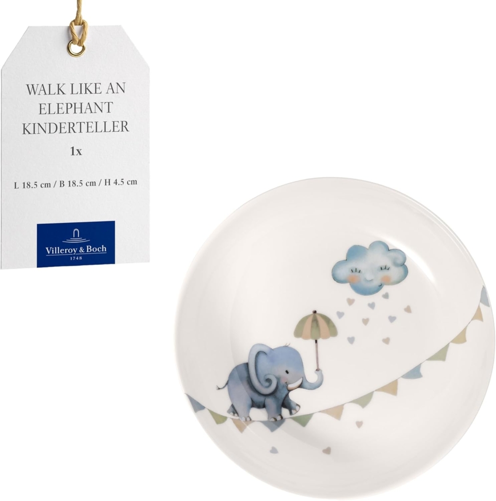 Villeroy & Boch Besteck-Set Walk like an Elephant Kindersuppenteller 18,5cm, Premium Porcelain Bild 1