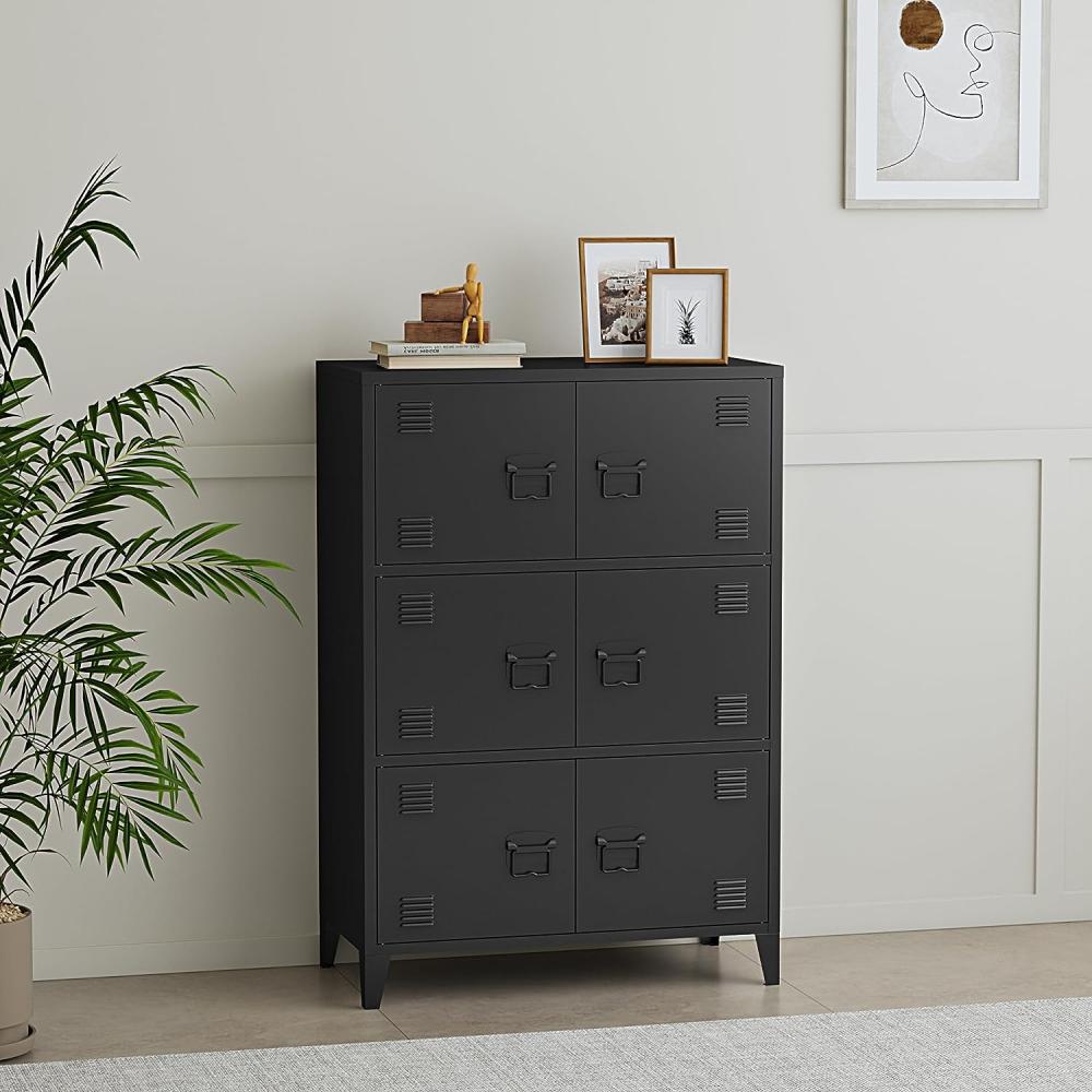 Büroschrank Hamina 113x80x40cm Schwarz [en. casa] Bild 1