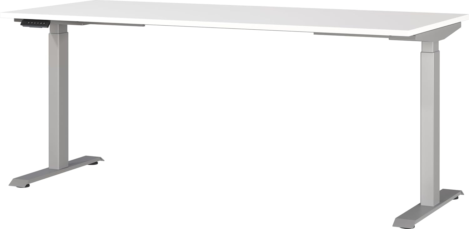 Germania Schreibtisch 7909-639, in Weiß/Silber, EL. höhenverstellb, 180 x 120 x 80 cm (BxHxT) Bild 1