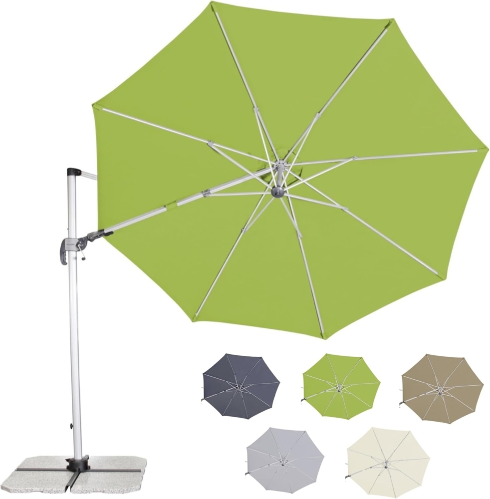 Doppler Sonnenschirm SP-AZ 330 cm Fresh Green I Pendelschirm knickbar + drehbar + neigbar I Gartenschirm mit UV-Schutz 50+ I Kurbelschirm aus Aluminium I regenabweisendes Polyester-Schirmdach Bild 1