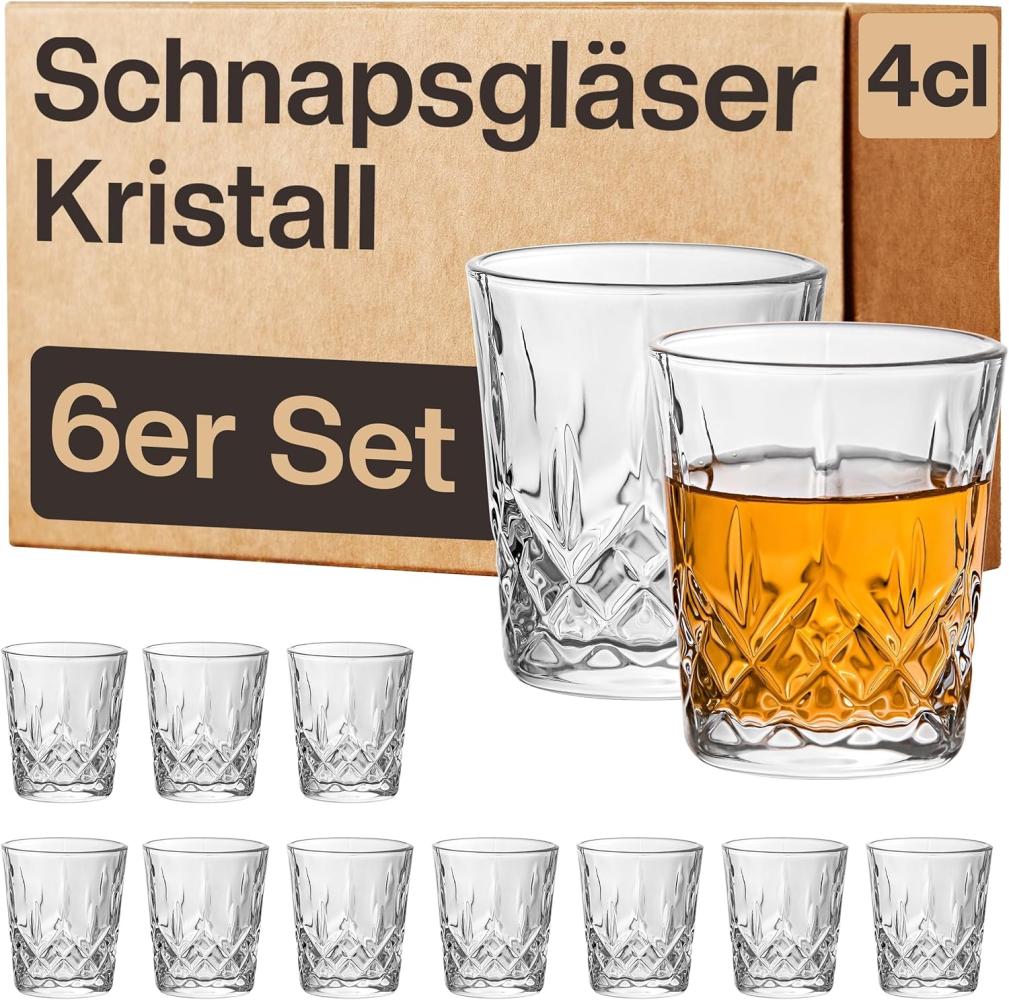 Praknu Schnapsglas 6 Schnapsgläser Kristall 4cl Whiskygläser Set, Kristallglas, Spülmaschinenfest - Standfest dank dickem Boden - Vintage Design Bild 1