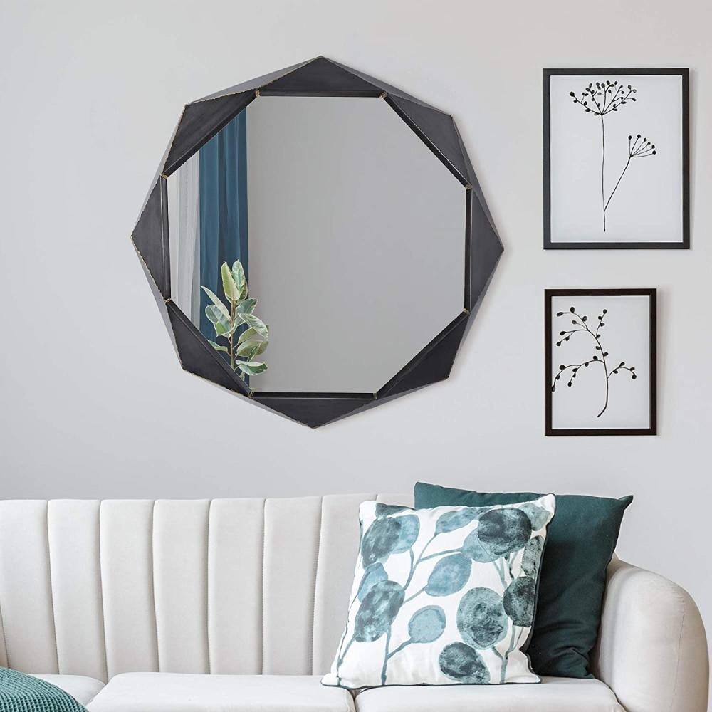 Wandspiegel mit Metallrahmen Ø 72 cm Schwarz aus Glas WOMO-Design Bild 1