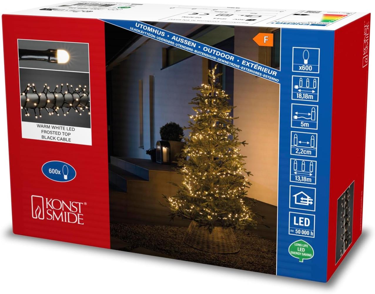 Konstsmide Micro LED Compactlights gefrostet Außen 600 warmweiße Dioden 18,4 m Bild 1