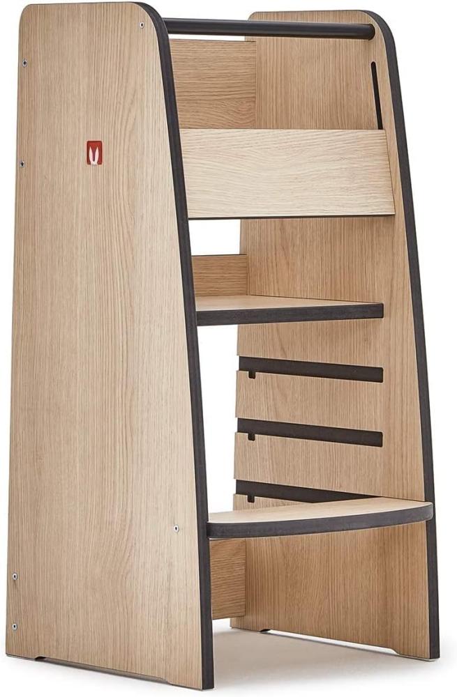 Bianconiglio Kids Trusty Lernturm Montessori mit integriertem KIDSAFE und EASYLOCK Sicherheitssystem Standard - Zweifarbige Ausführung Eiche und Anthrazit Bild 1