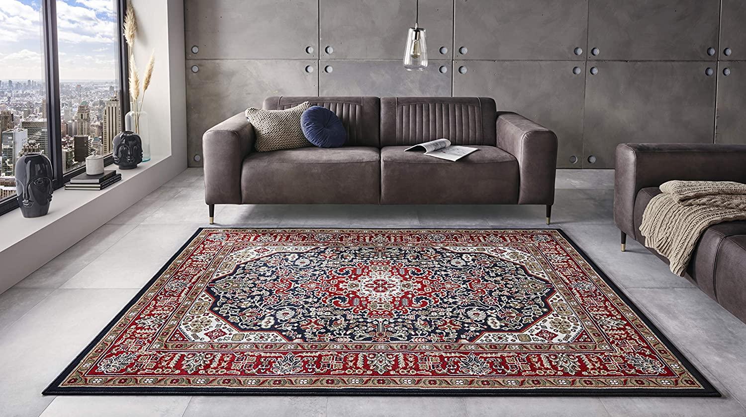 Orientalischer Kurzflor Teppich Skazar Isfahan Navy - 120x170x0,9cm Bild 1