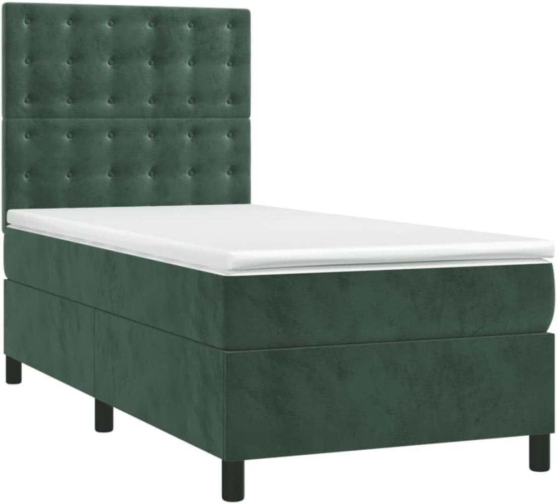 Boxspringbett mit Matratze & LED Dunkelgrün 90x200 cm Samt (Farbe: Grün) Bild 1