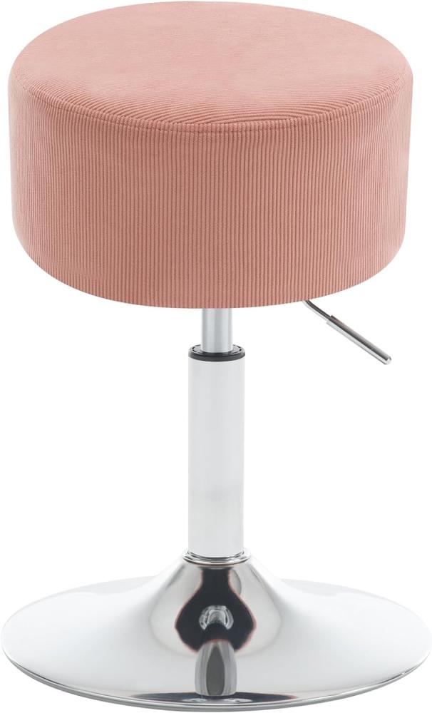 WOLTU Schminkhocker, Schminktisch Hocker, Barhocker rund, Design Hocker höhenverstellbar drehbar, Bürohocker Arbeitshocker Küchenhocker, gepolstert, Cord-Sitzfläche, Rosa, BH409rs-1 Bild 1