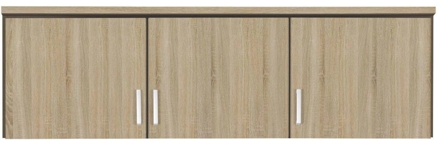 Rauch Möbel Bremen Schrankaufsatz für zusätzlichen Stauraum für den Kleiderschrank 3-türig, Eiche Sonoma, kombinierbar mit Schrank-Breite 136 cm aus Modellserie Bremen BxHxT 136x39x54 cm Bild 1