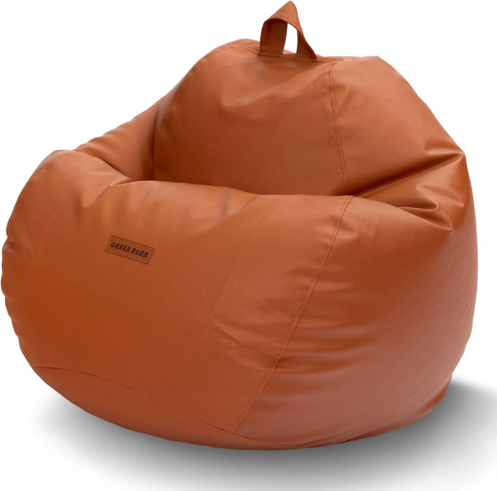 Green Bean Sitzsack aus Kunstleder mit Füllmaterial (EPS Perlen) in 3 Farben (Indoor und Outdoor, abwaschbarer Oberfläche), Bean Bag Sitzkissen Sitzpuff Sitzsessel Bodenkissen Lounge Bild 1