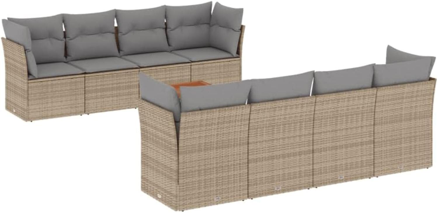 vidaXL 9-tlg. Garten-Sofagarnitur mit Kissen Beige Poly Rattan 3223525 Bild 1