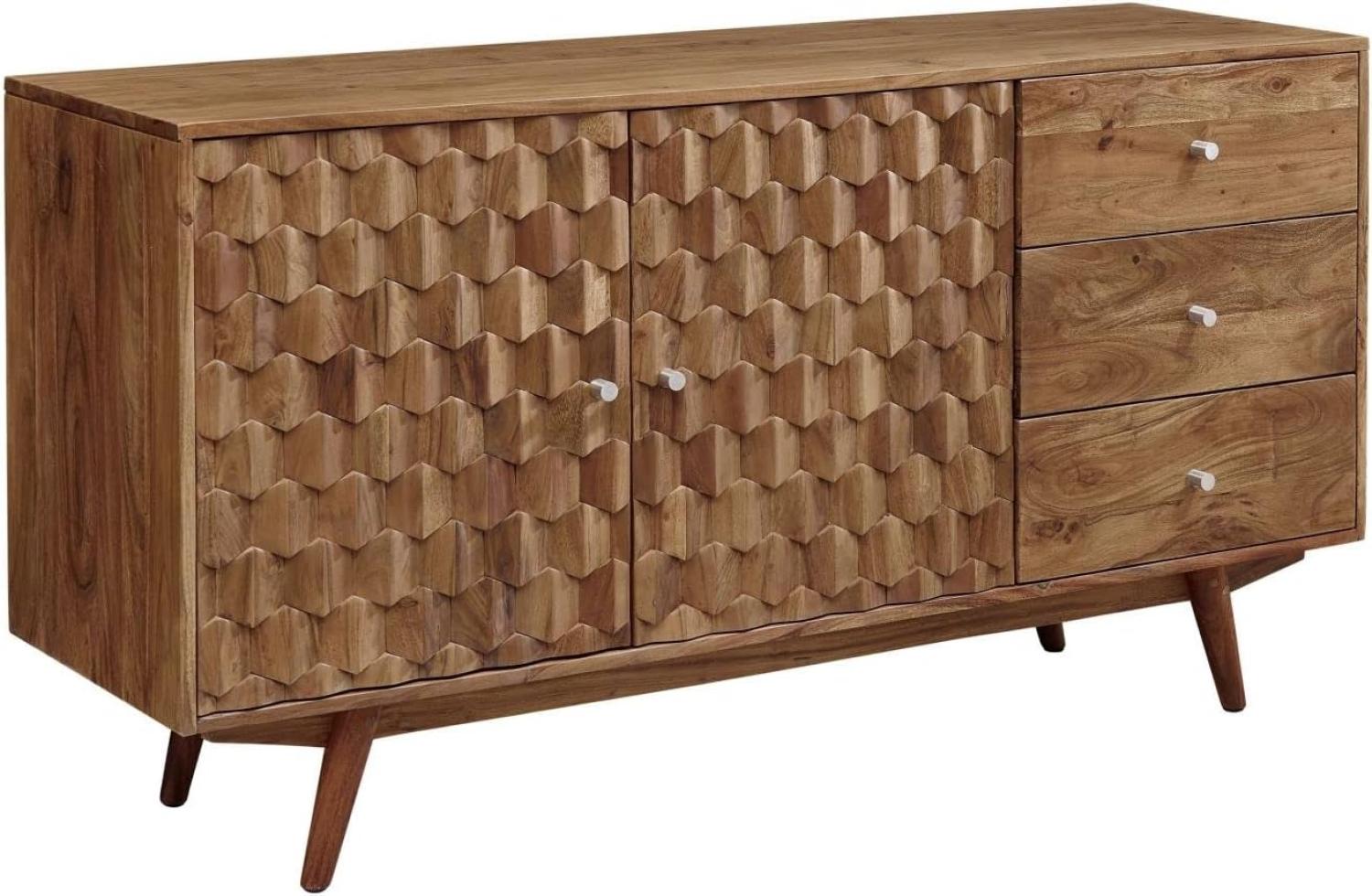 Massivmoebel24 Sideboard (Sideboard Akazie 145x42x75 natur lackiert MOSAYK #106) Bild 1