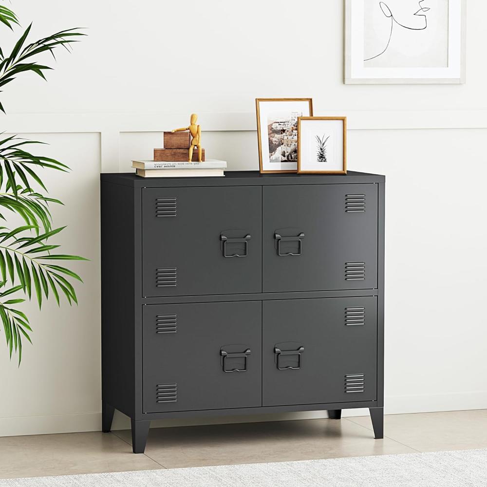 Büroschrank Hamina 80x40x82 cm Schwarz [en. casa] Bild 1