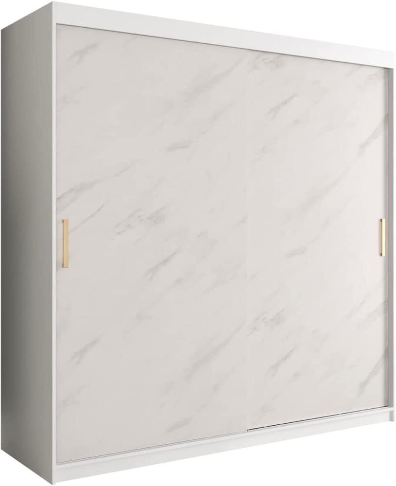 Kleiderschrank Kamoga T 200 (Weiß / Marmor Weiß + Gold, ohne Schubladen) Bild 1