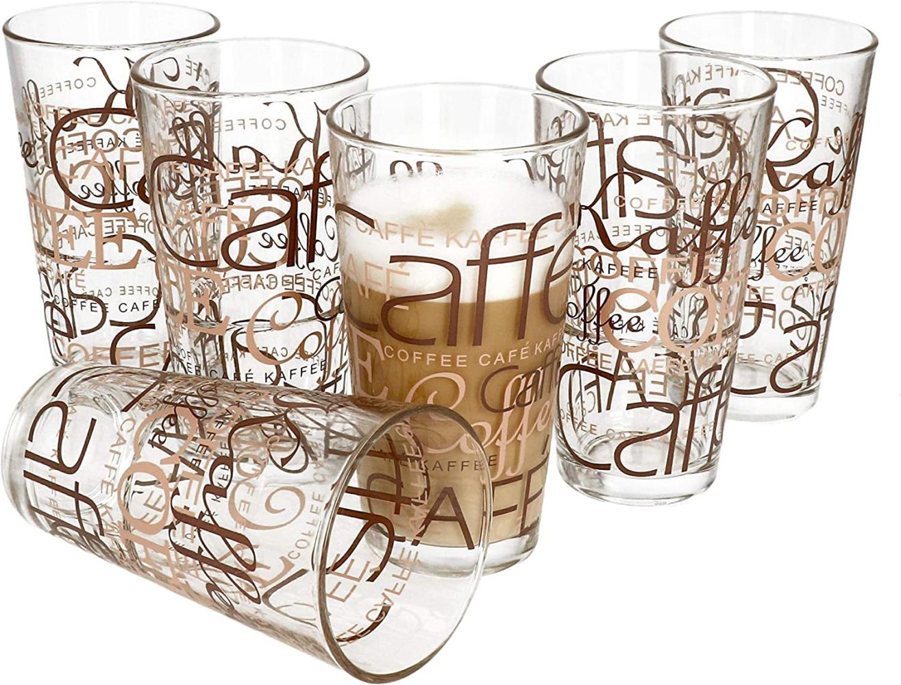 6er Latte Macchiato Gläser-Set 370 ml stapelbar Kaffee-Glas Cappuccino Bild 1